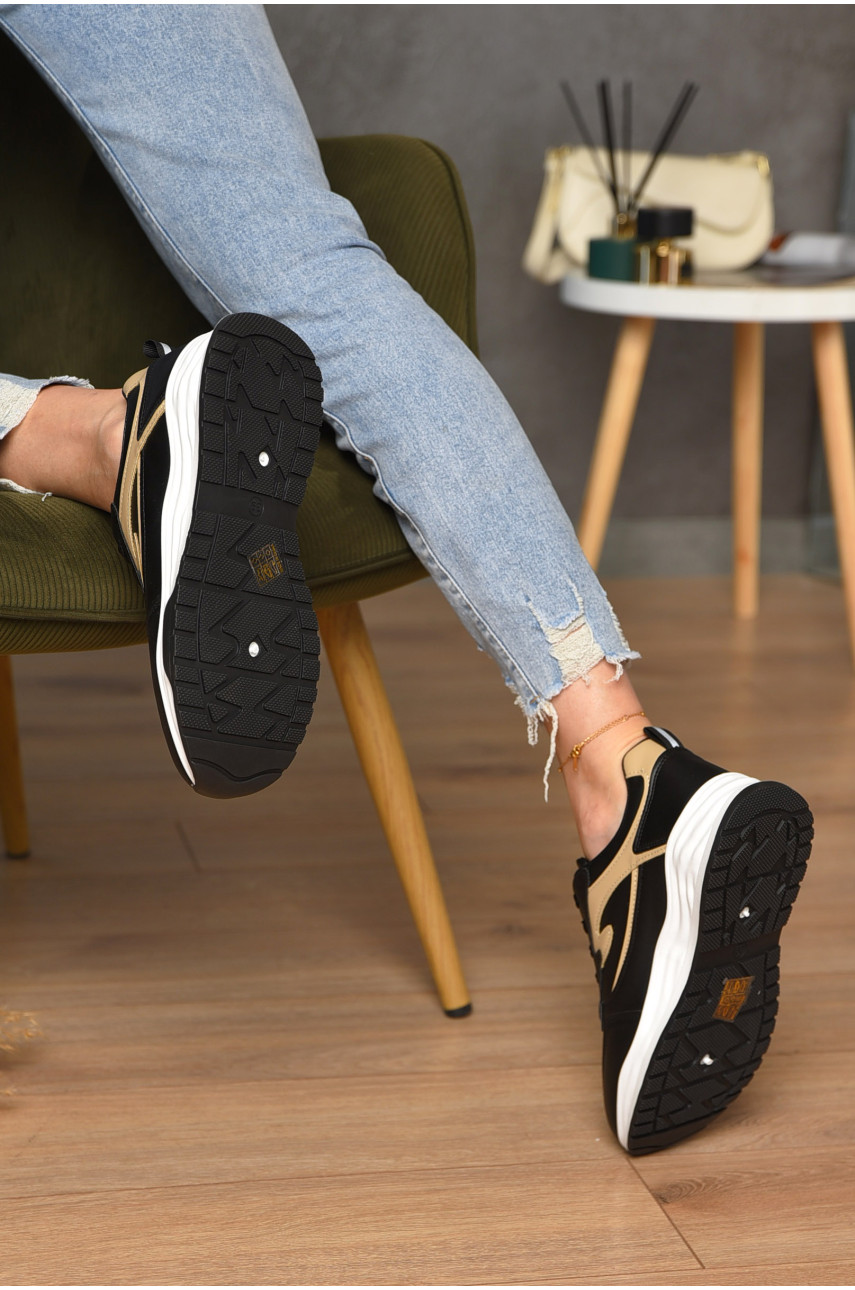 Кроссовки женские черного цвета на шнуровке 186-146 174224 Кроссовки женские черного цвета на шнуровке 186-146 174224