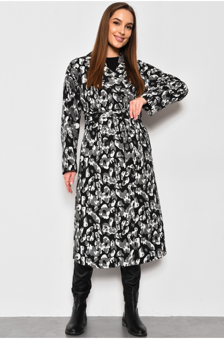 Пальто жіноче демісезонне чорно-білого кольору 5017-1584 174250