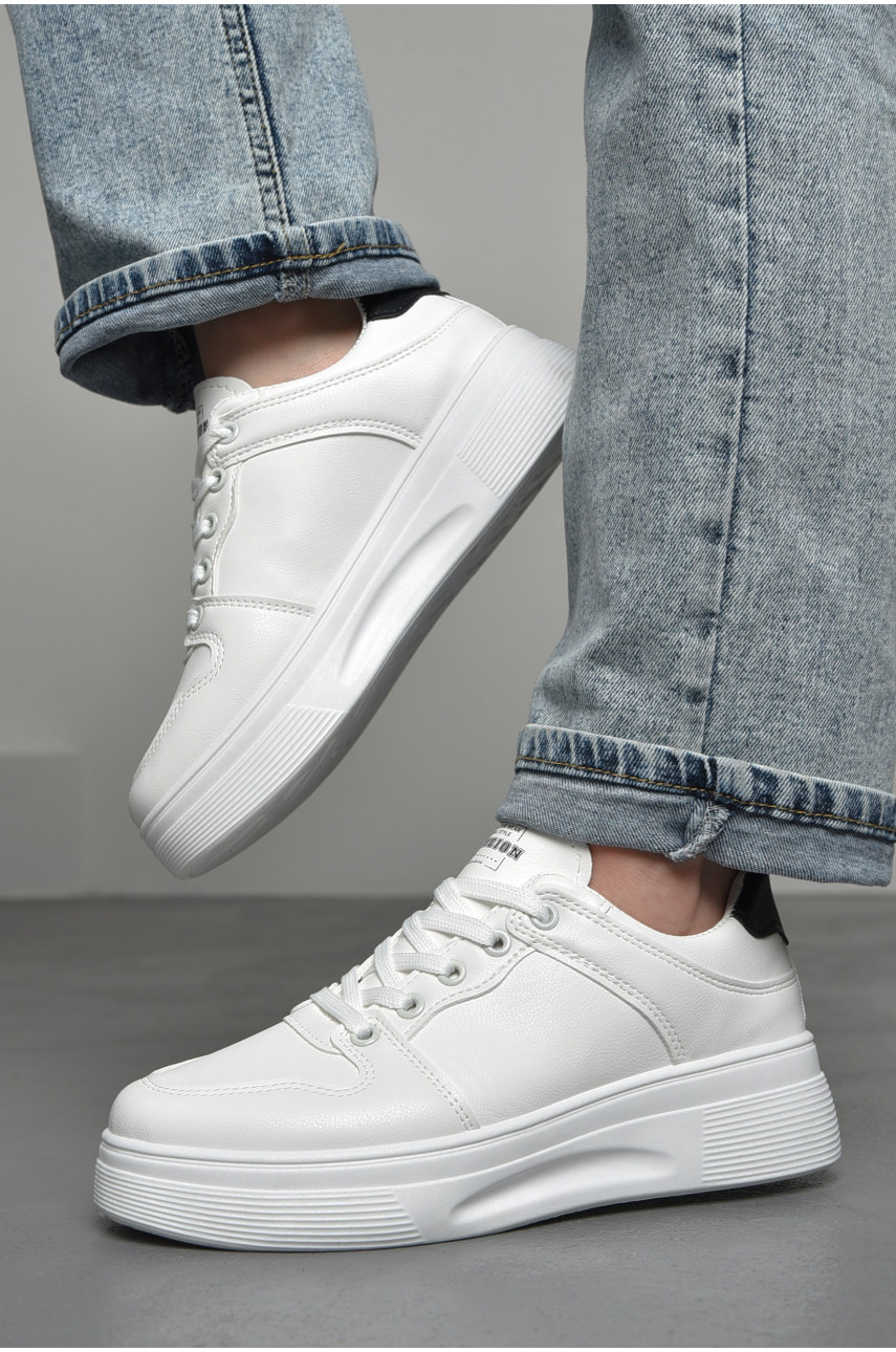 Кросівки жіночі білого кольору на шнурівці 88-96-1 174273