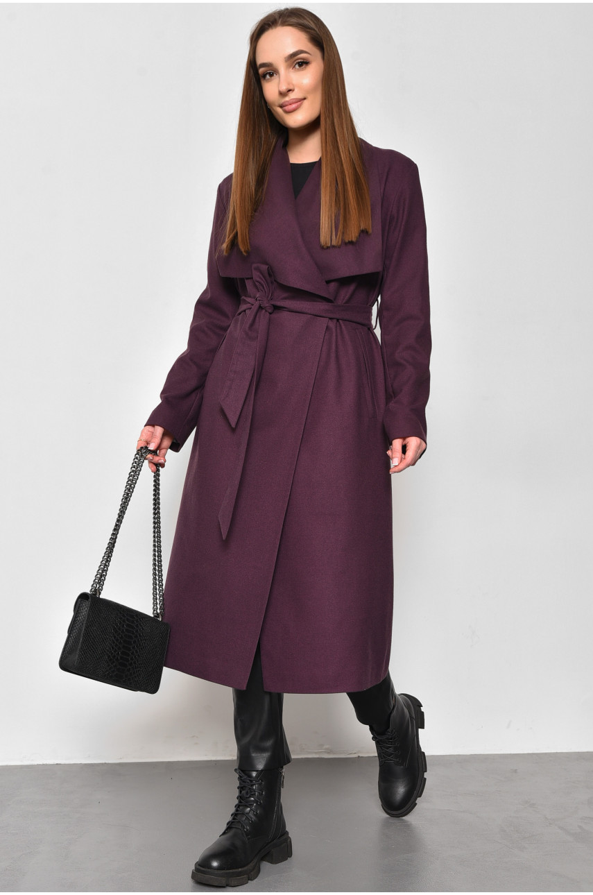 Пальто жіноче демісезонне фіолетового кольору 174345
