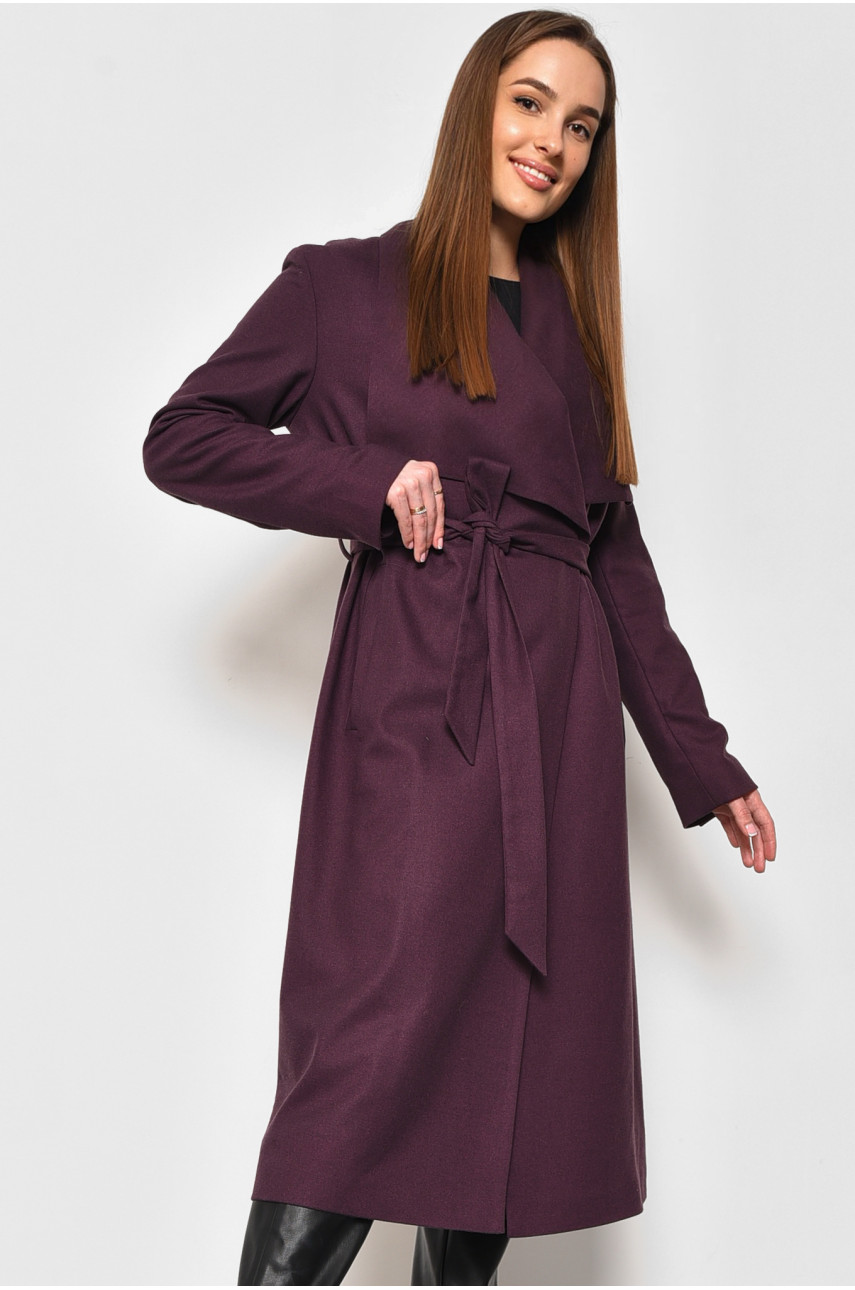 Пальто жіноче демісезонне фіолетового кольору 174345