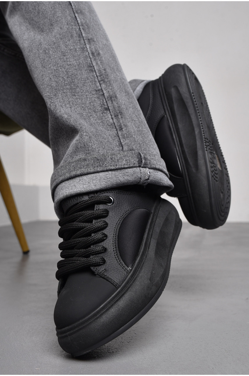 Кросівки жіночі чорного кольору на шнурівці 82-2 174397
