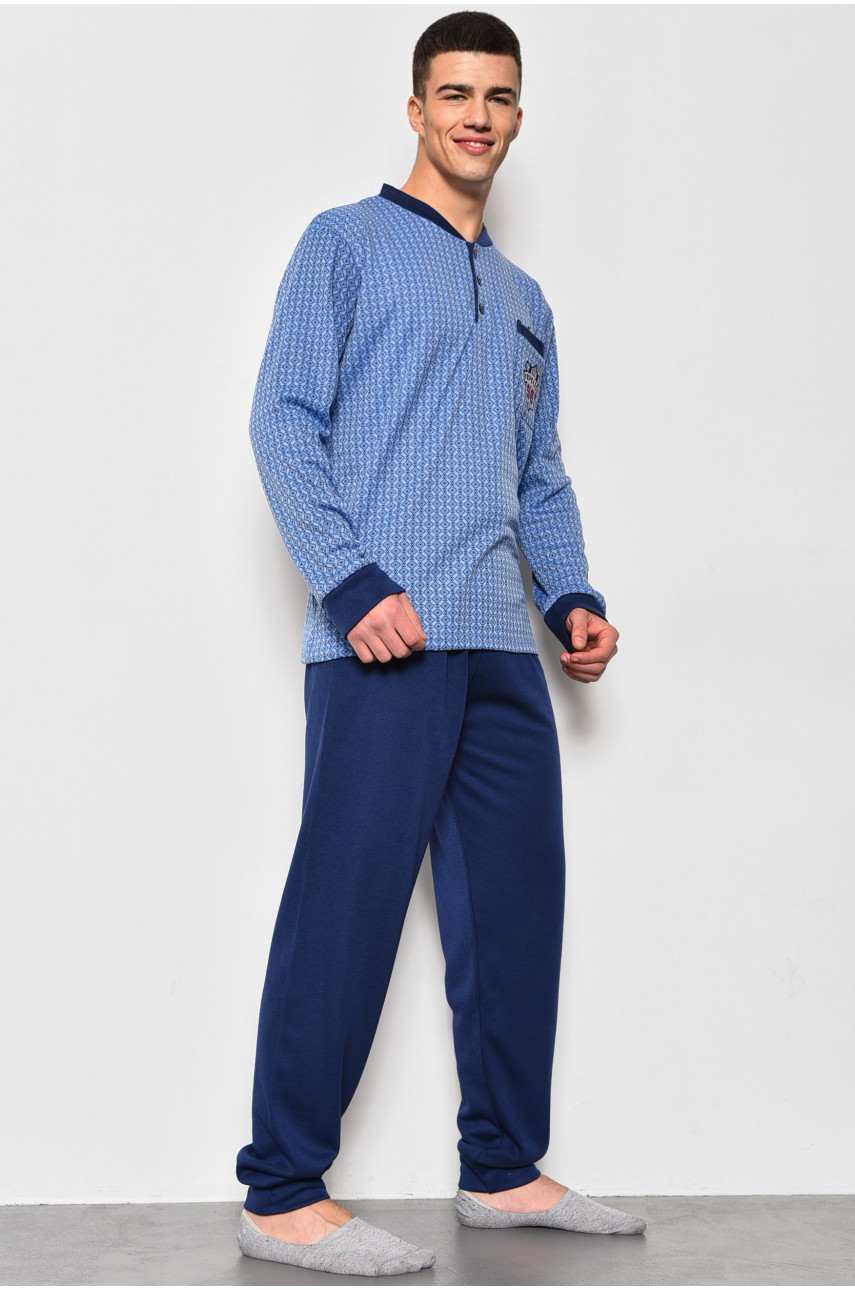 Пижама мужская на флисе полубатальная синего цвета 5024 174422