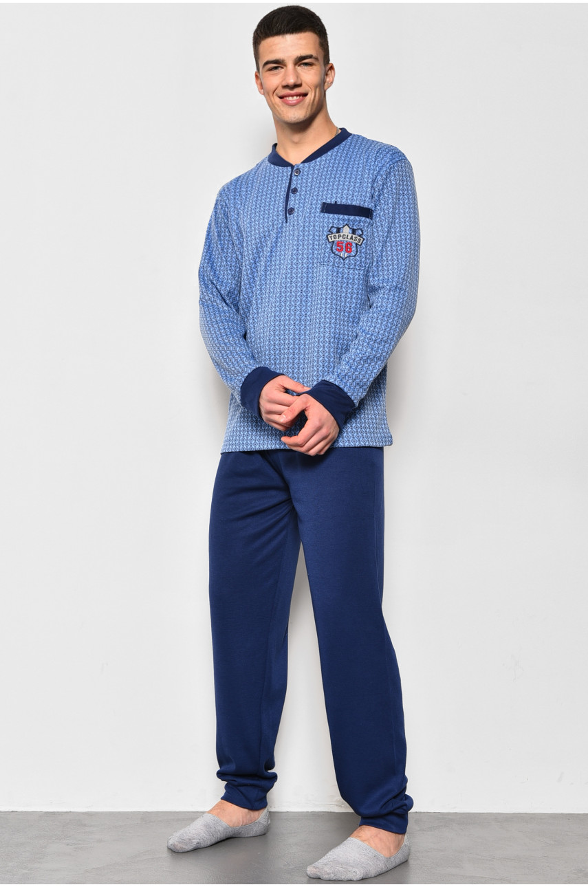Пижама мужская на флисе полубатальная синего цвета 5024 174422
