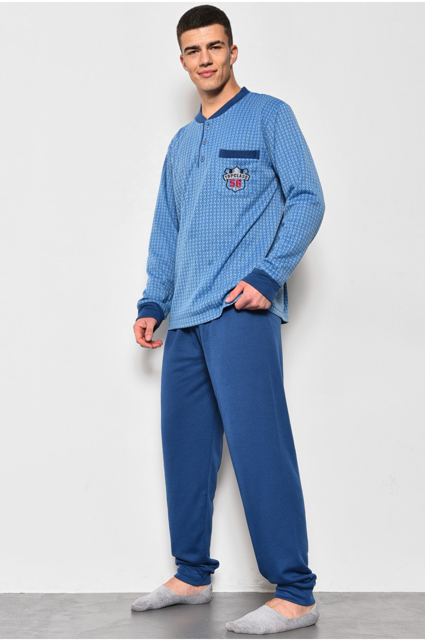 Пижама мужская на флисе полубатальная голубого цвета 5024 174424