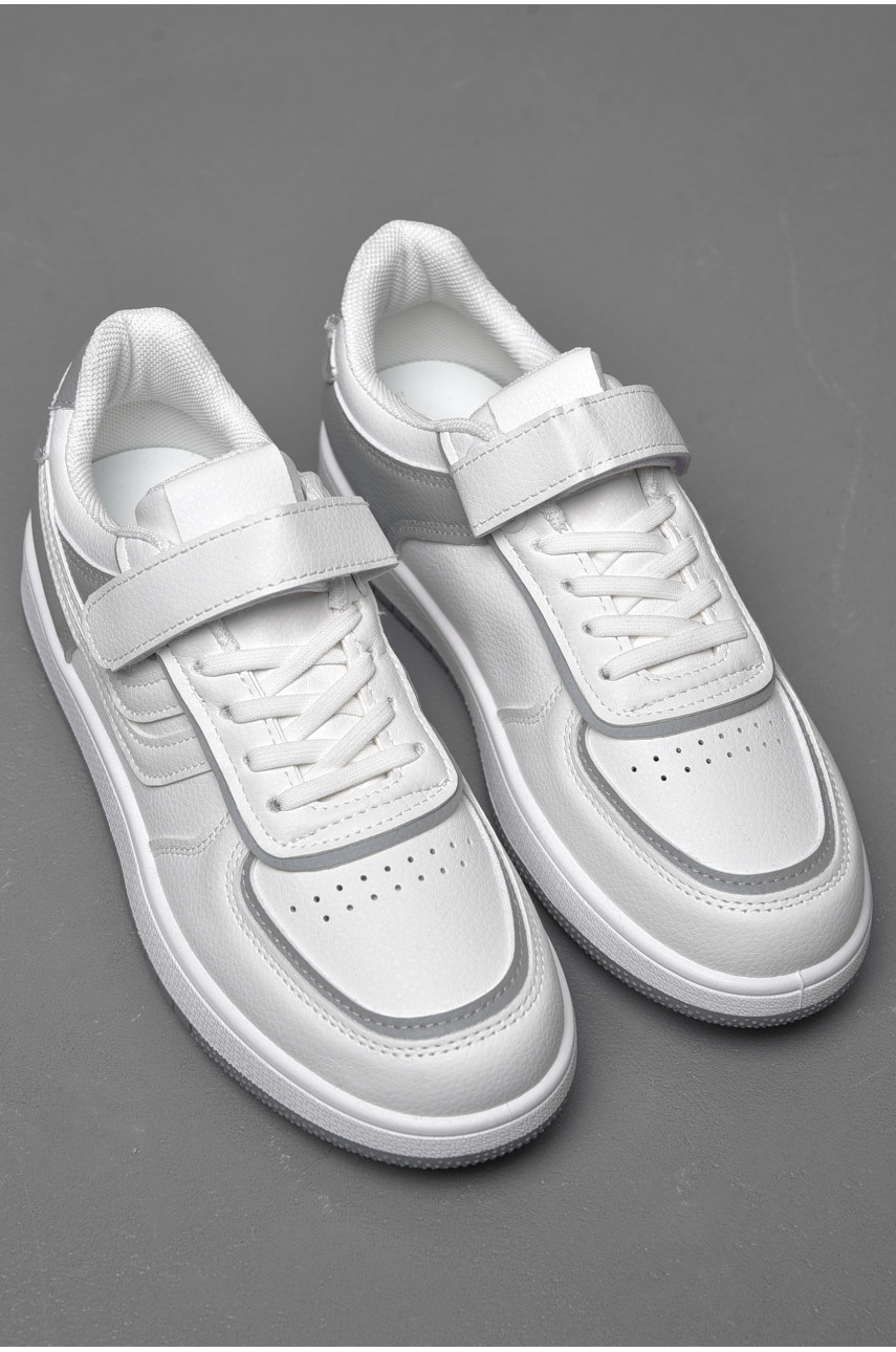 Кросівки дитячі біло-сірого кольору на ліпучках 225-3 174427