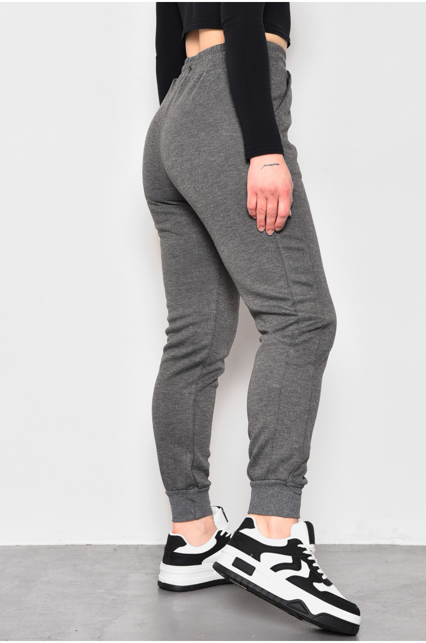 Спортивые штаны женские трикотажные темно-серого цвета 1701 174463