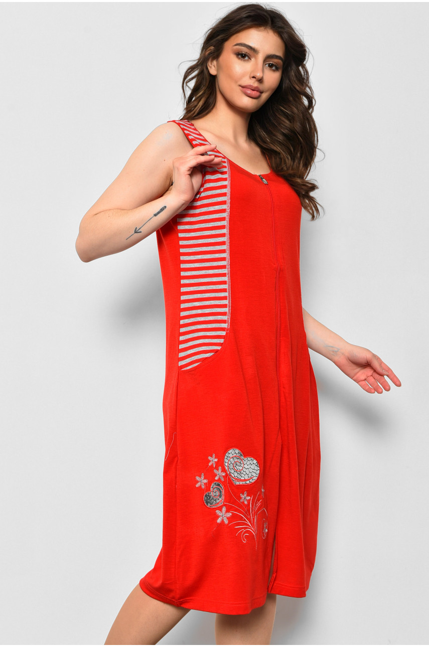 Халат жіночий напівбатальний літній червоного кольору 174467