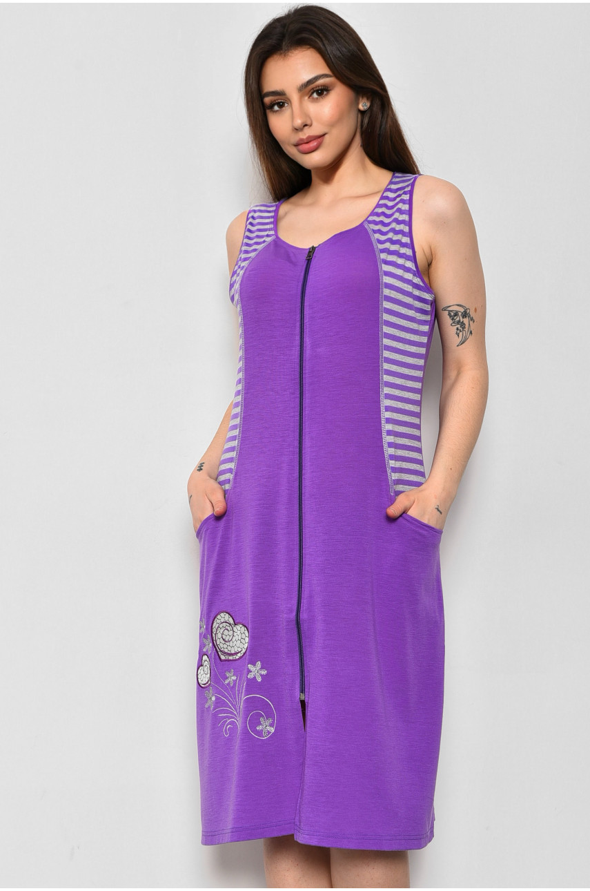 Халат жіночий напівбатальний літній фіолетового кольору 174480