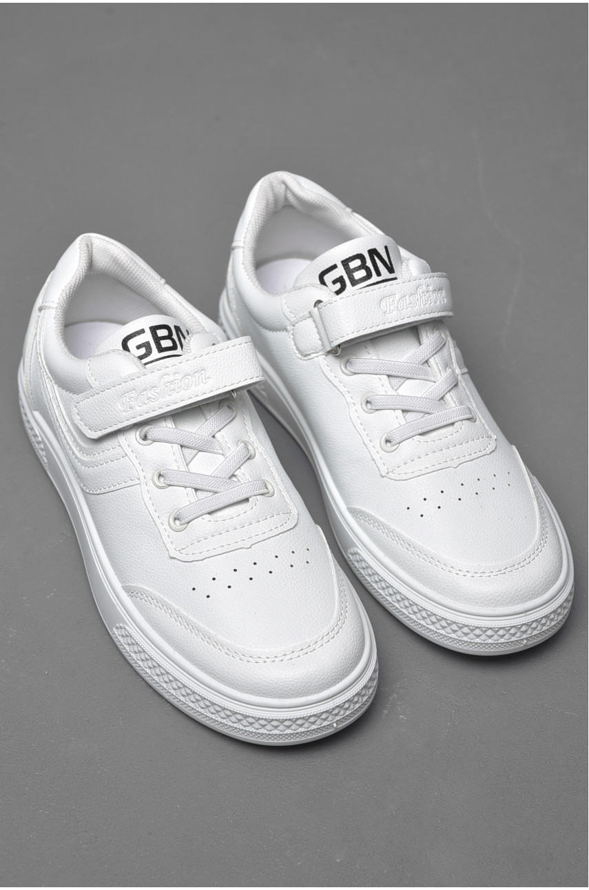 Кросівки дитячі білого кольору на ліпучці та шнурівці 500-009 174507