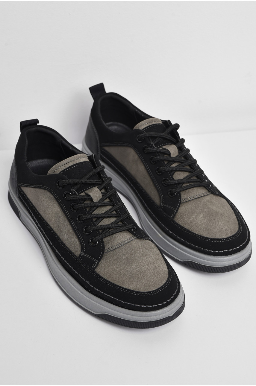 Кроссовки мужские черно-серого цвета на шнуровке 920-1 174544
