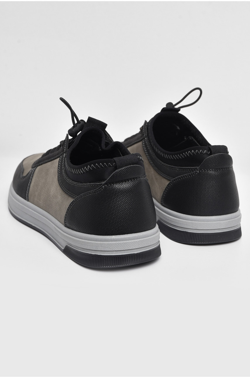 Кроссовки мужские черно-серого цвета на шнуровке 926-1 174545