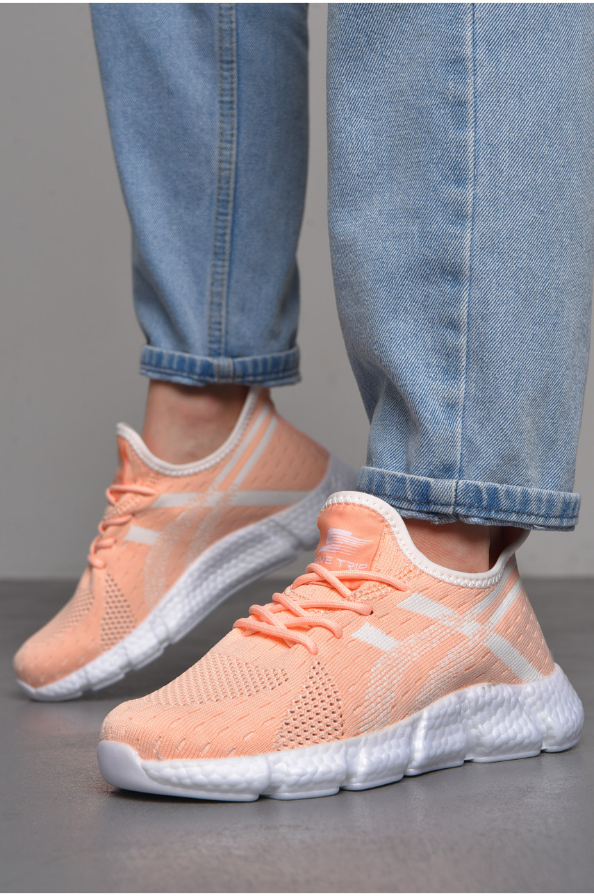 Кросівки жіночі персикового кольору текстиль В511-9 174555