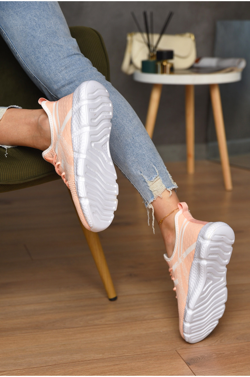 Кроссовки женские персикового цвета текстиль В511-9 174555