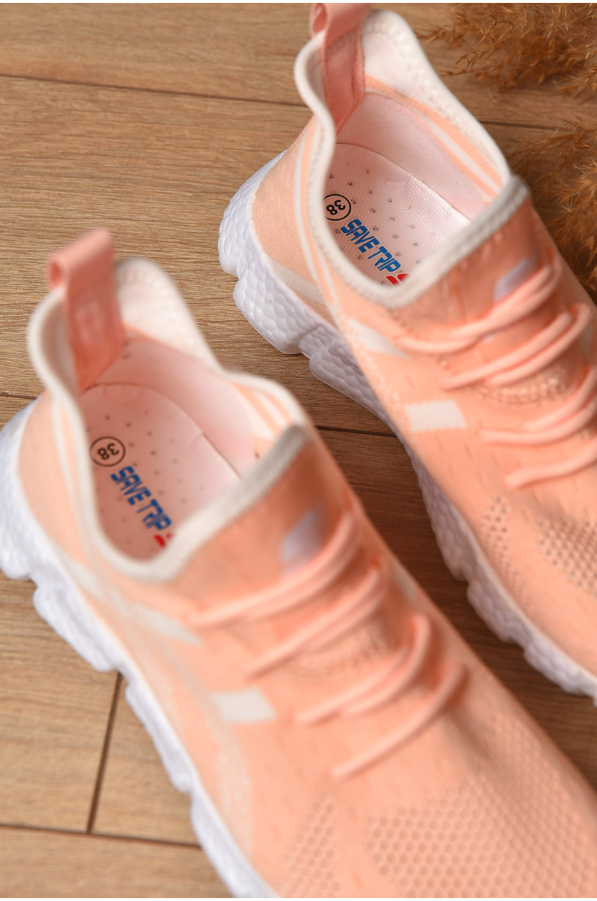 Кроссовки женские персикового цвета текстиль В511-9 174555