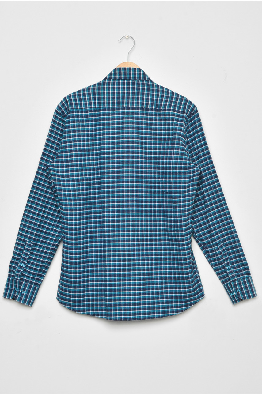 Рубашка мужская синего цвета в клеточку 174763