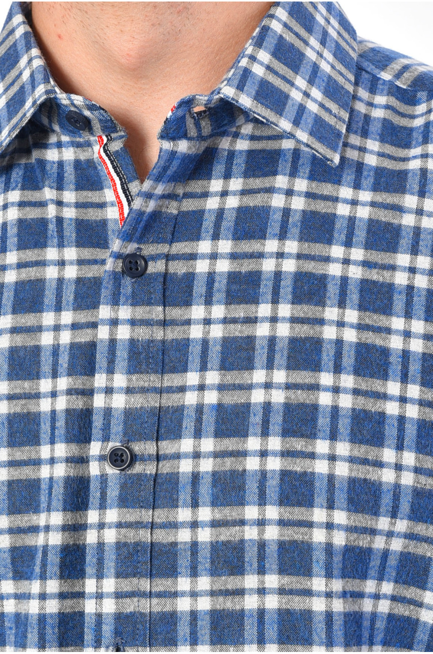Рубашка мужская синего цвета в клеточку 174784