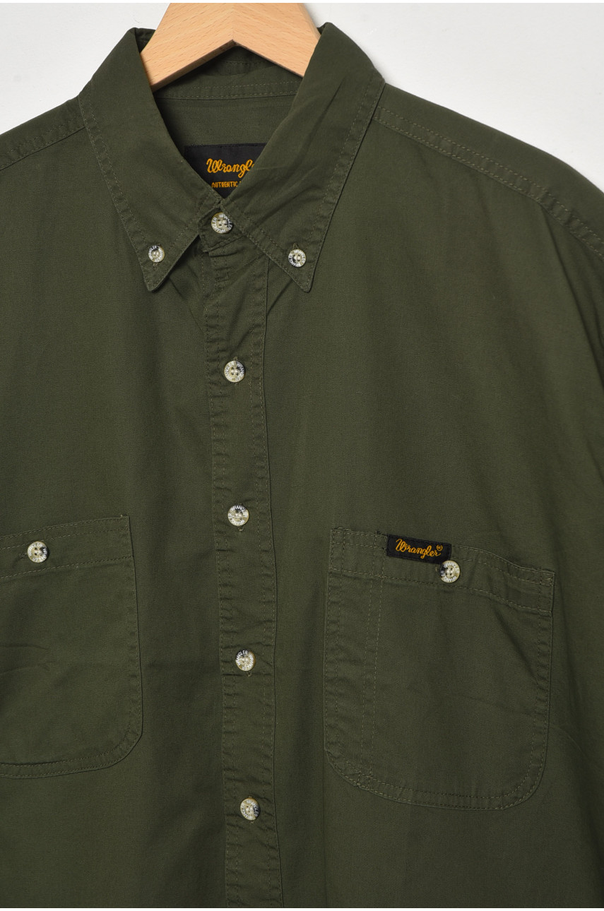 Рубашка мужская батальная джинсовая цвета хаки 170017 174821