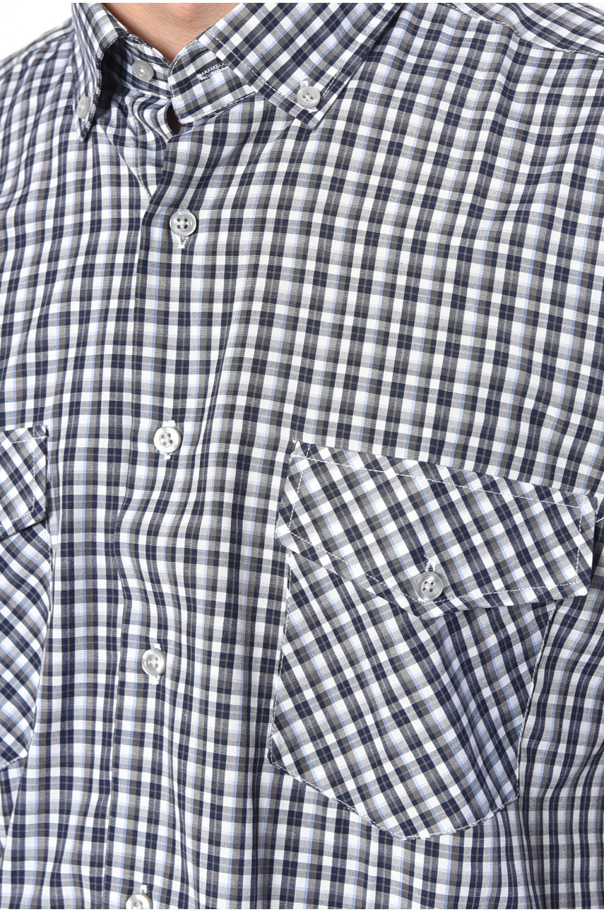 Рубашка мужская серого цвета в клеточку 174860