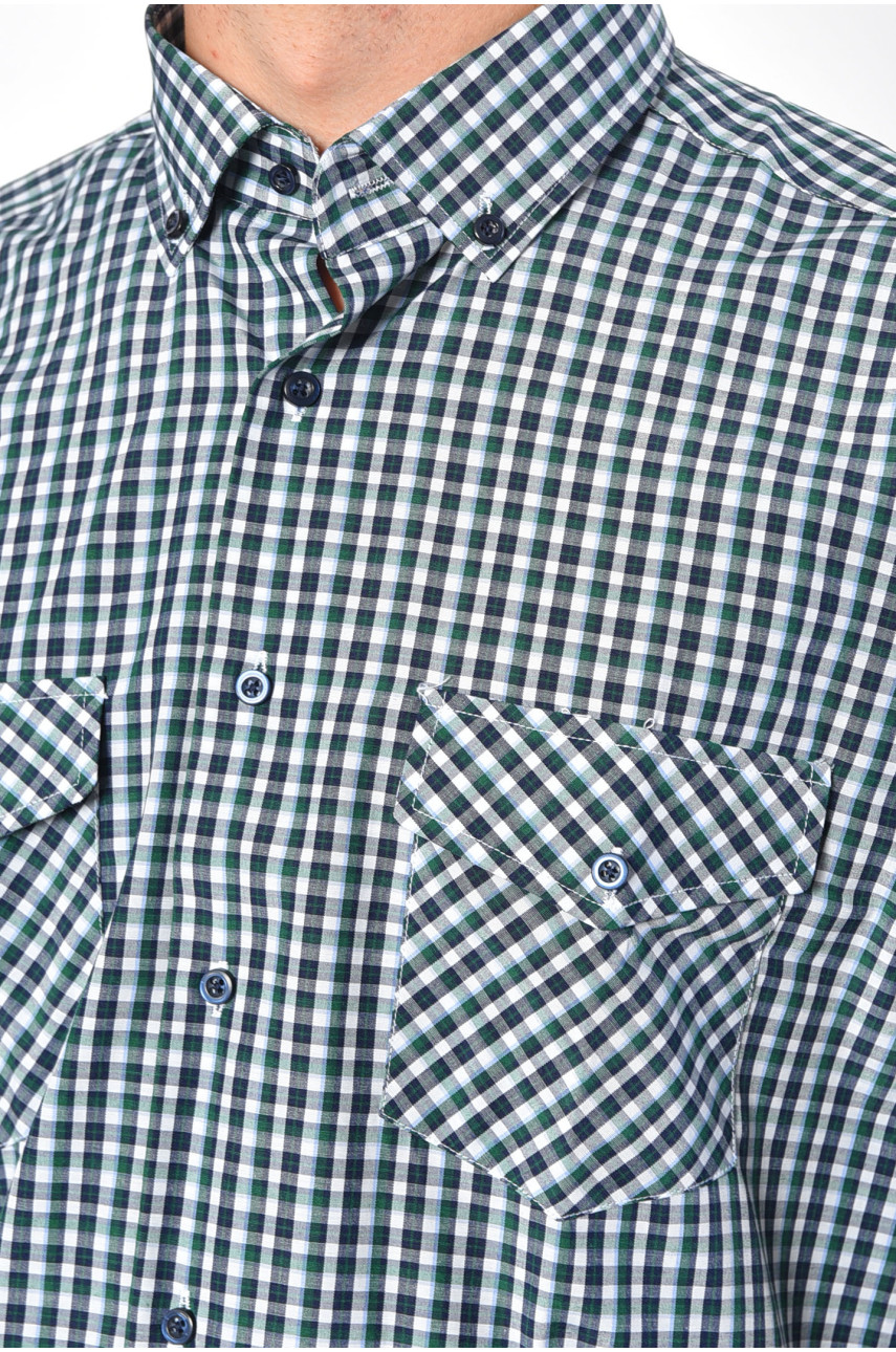 Рубашка мужская серого цвета в клеточку 174861