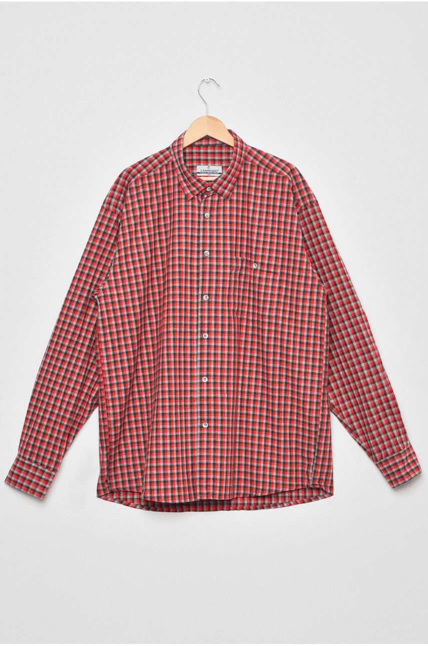 Рубашка мужская батальная красного цвета в клеточку 368 174865