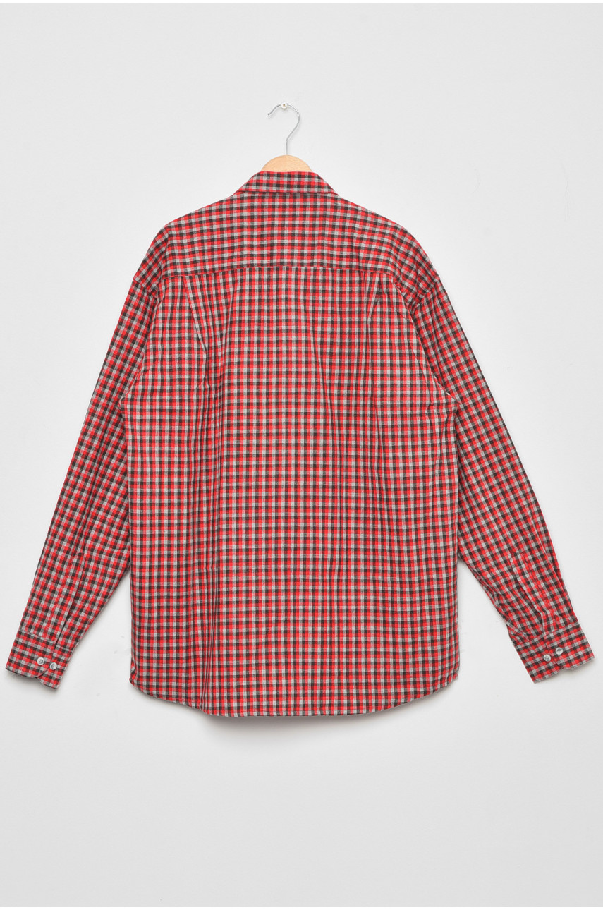 Рубашка мужская батальная красного цвета в клеточку 368 174865