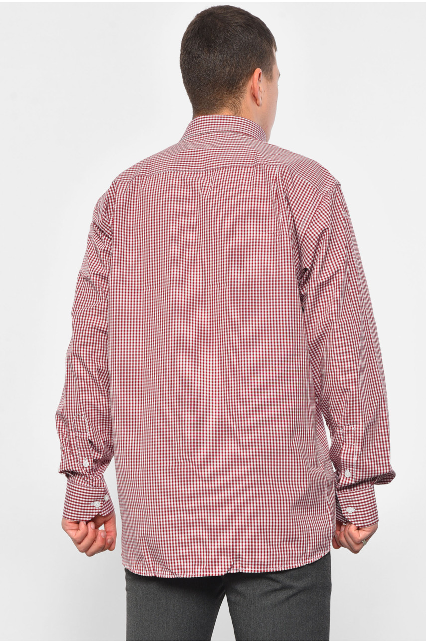 Рубашка мужская красного цвета в клеточку 174867