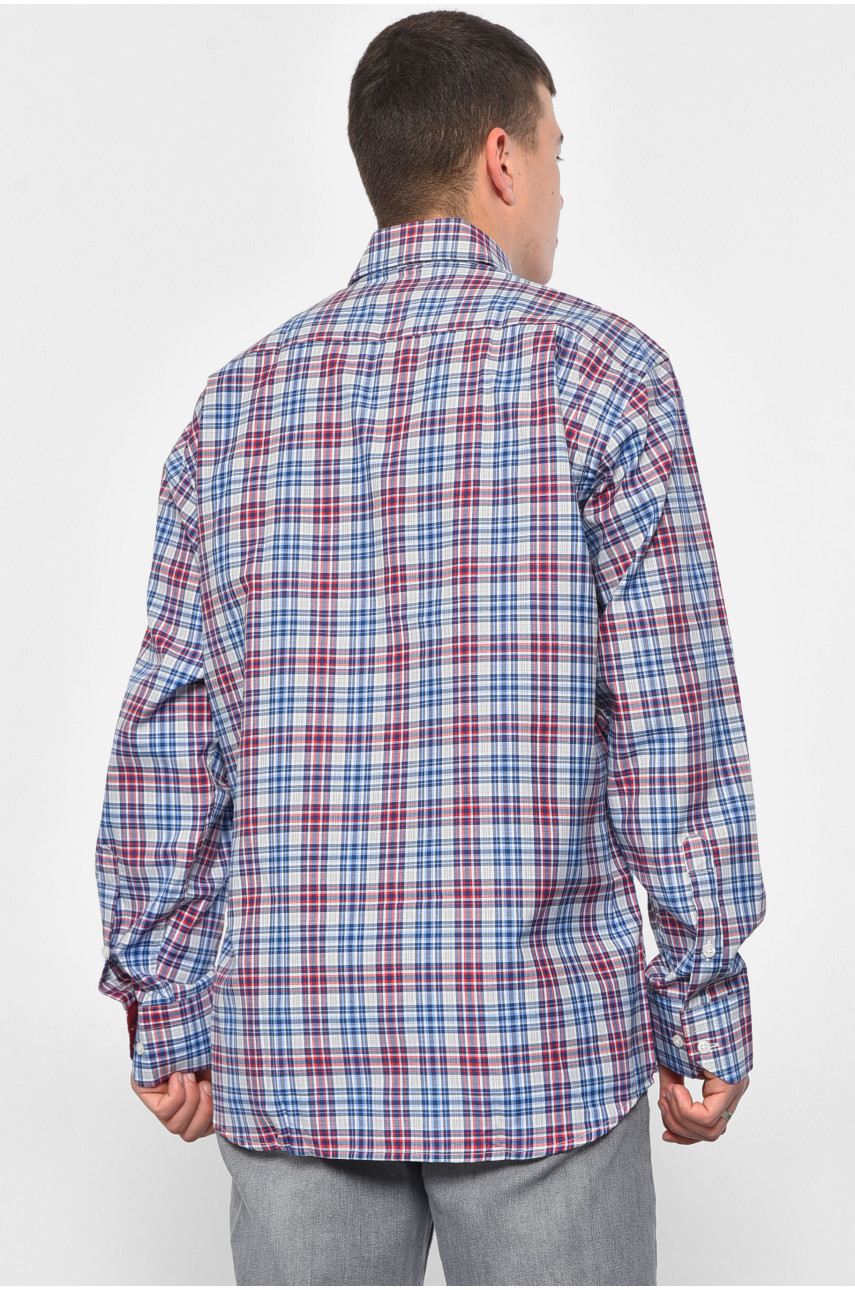 Рубашка мужская серого цвета в клеточку 174873