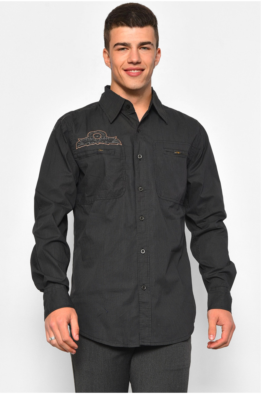 Рубашка мужская черного цвета в полоску 3116 174909
