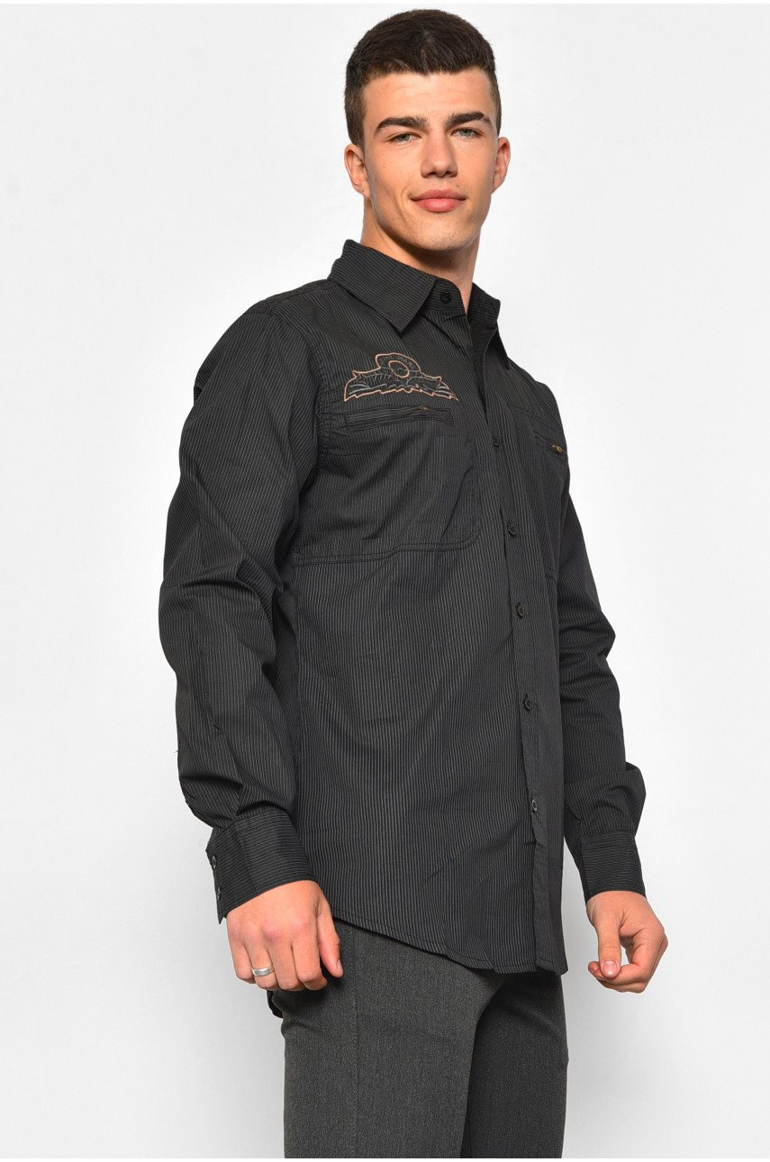 Рубашка мужская черного цвета в полоску 3116 174909