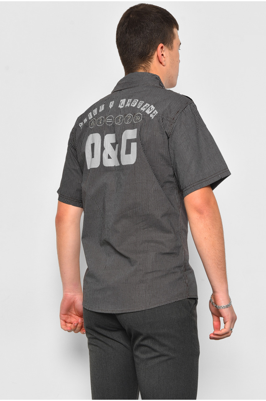 Рубашка мужская коричневого цвета в полоску 38125 174922