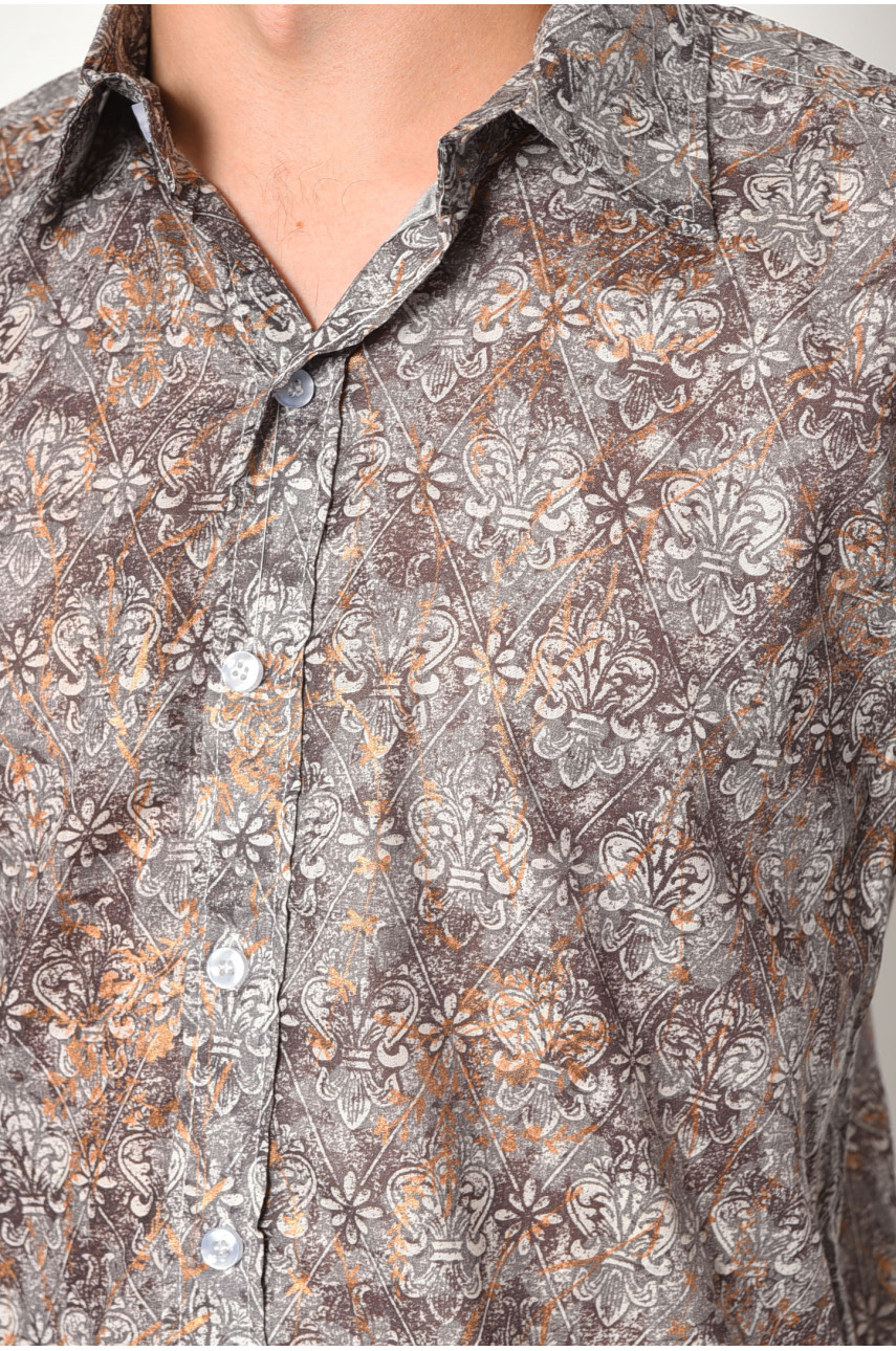 Рубашка мужская коричневого цвета 344-5 174936 Рубашка мужская коричневого цвета 344-5 174936