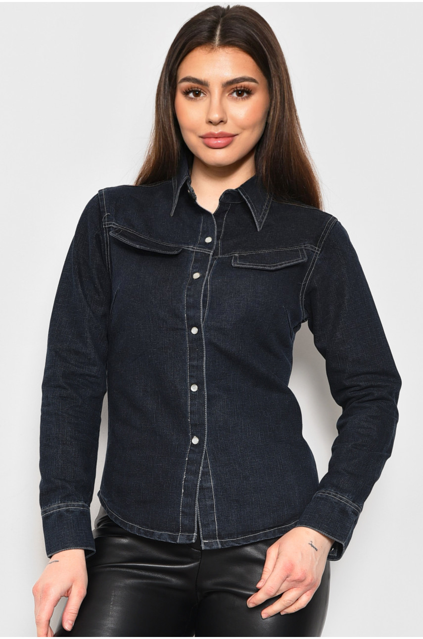 Сорочка жіноча джинсова темно-синього кольору 301 174952
