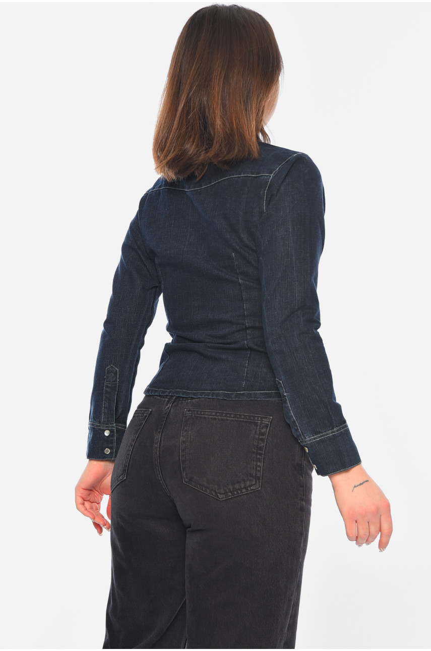 Рубашка женская джинсовая темно-синего цвета 301 174952