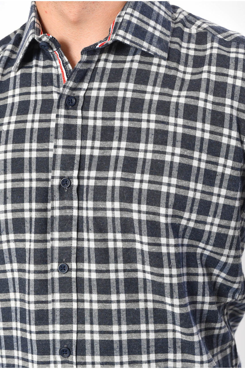 Рубашка мужская синего цвета в клеточку 174955