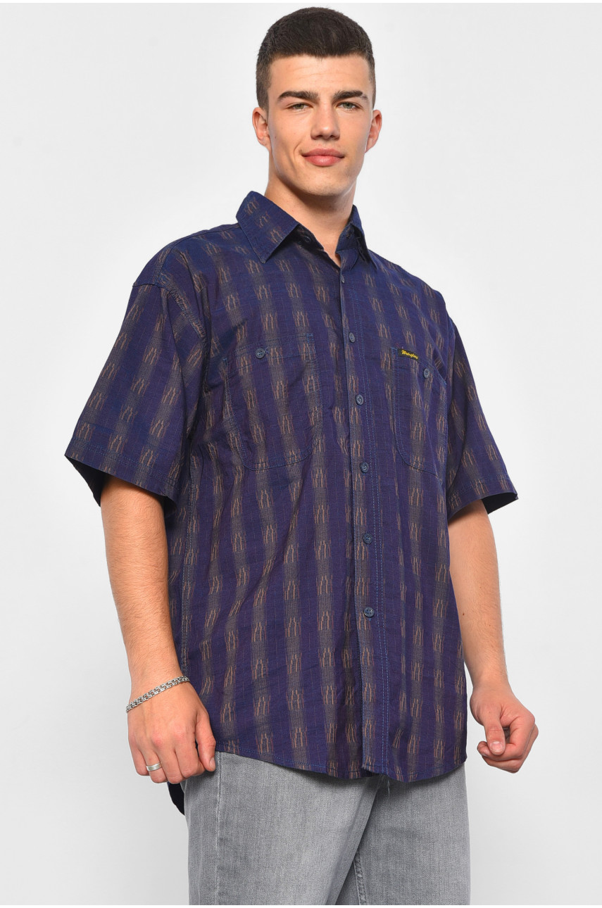 Рубашка мужская батальная фиолетового цвета 030 174958