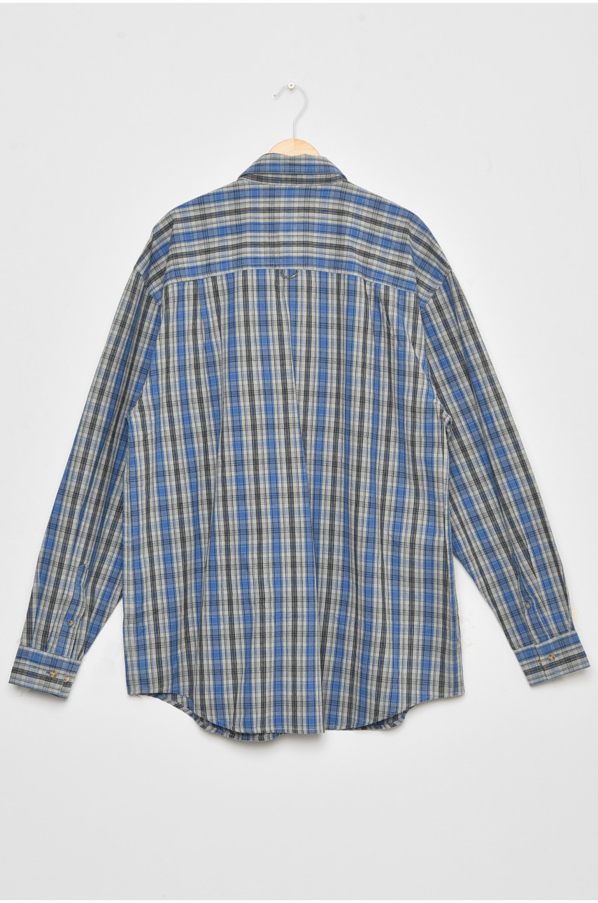 Рубашка мужская батальная синего цвета в полоску 175001