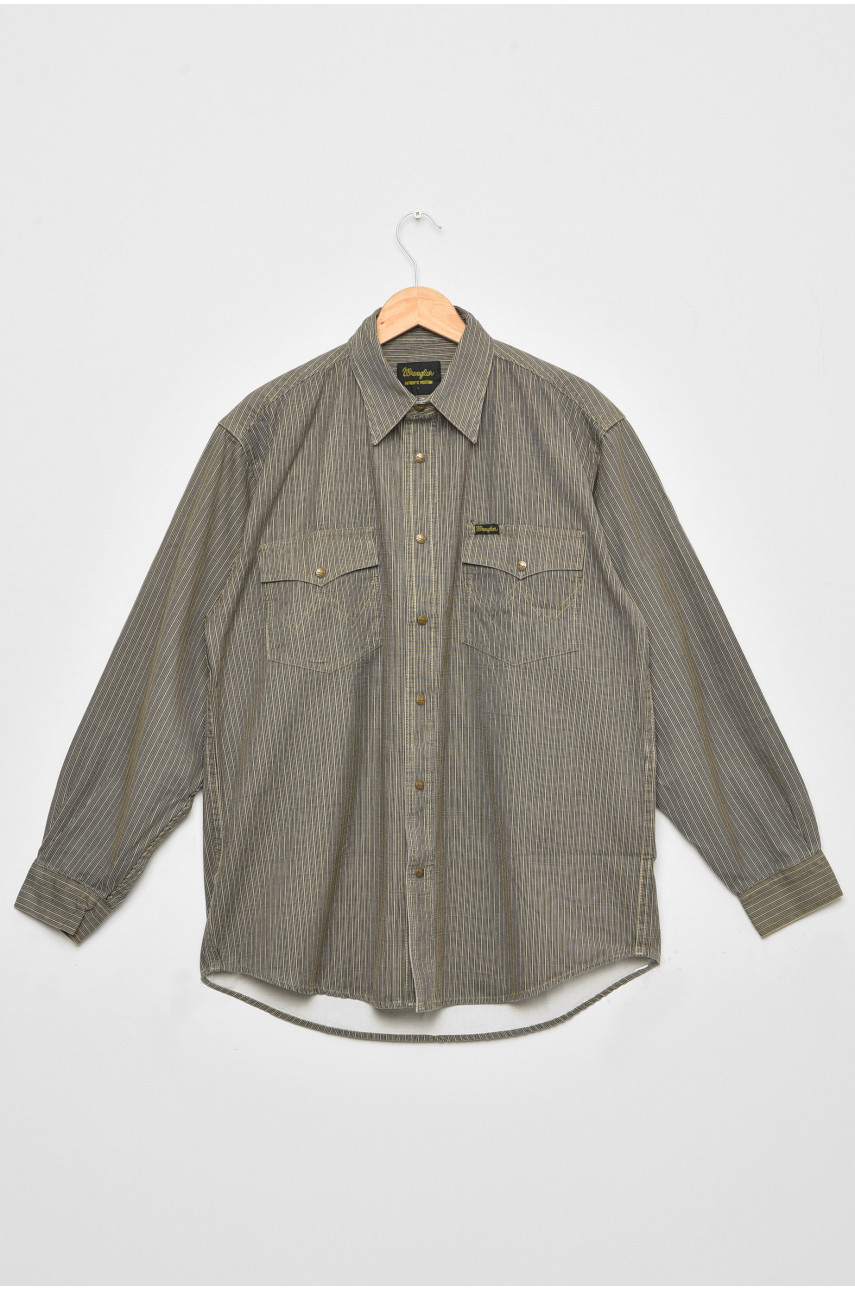 Рубашка мужская батальная коричневого цвета в полоску 175010