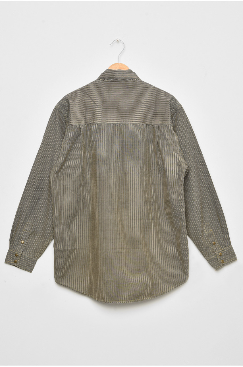 Рубашка мужская батальная коричневого цвета в полоску 175010