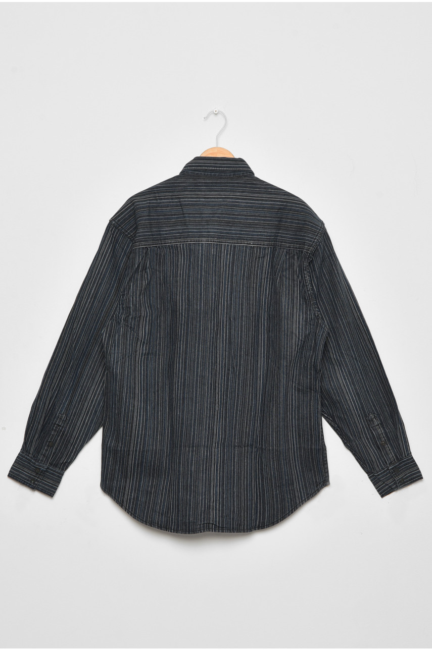 Рубашка мужская батальная темно-синего цвета в полоску 175048