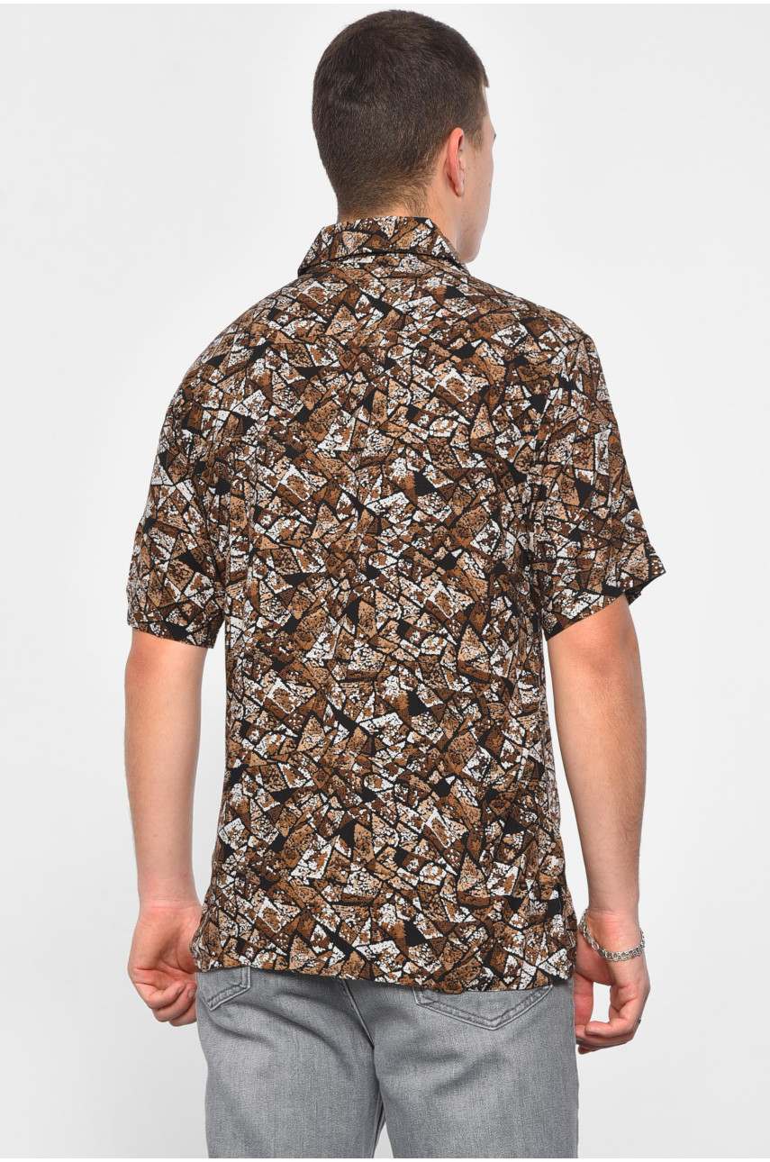 Рубашка мужская полубатальная коричневого цвета 669-794-3 175062