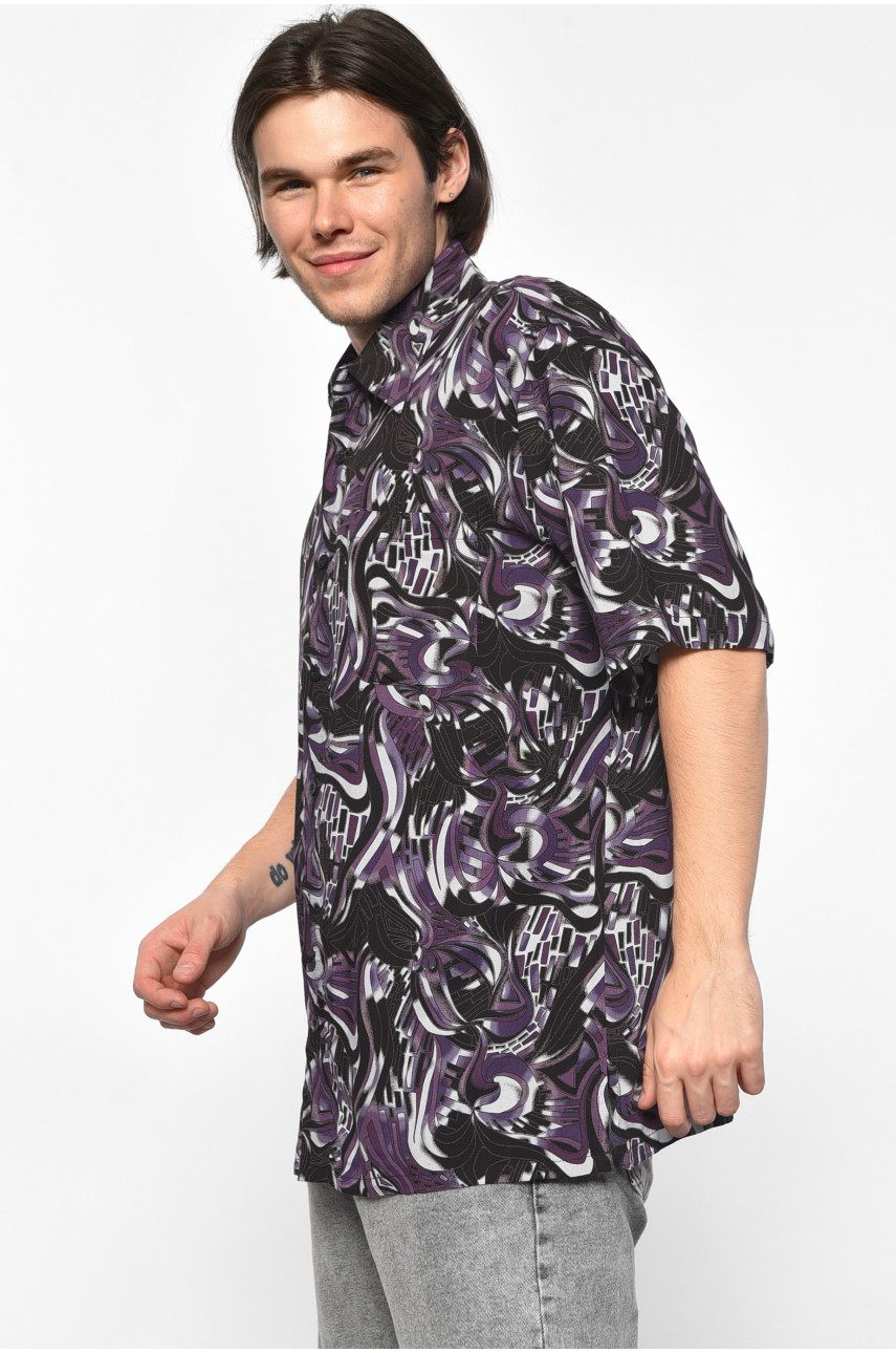 Рубашка мужская полубатальная фиолетового цвета 669-838-4 175085