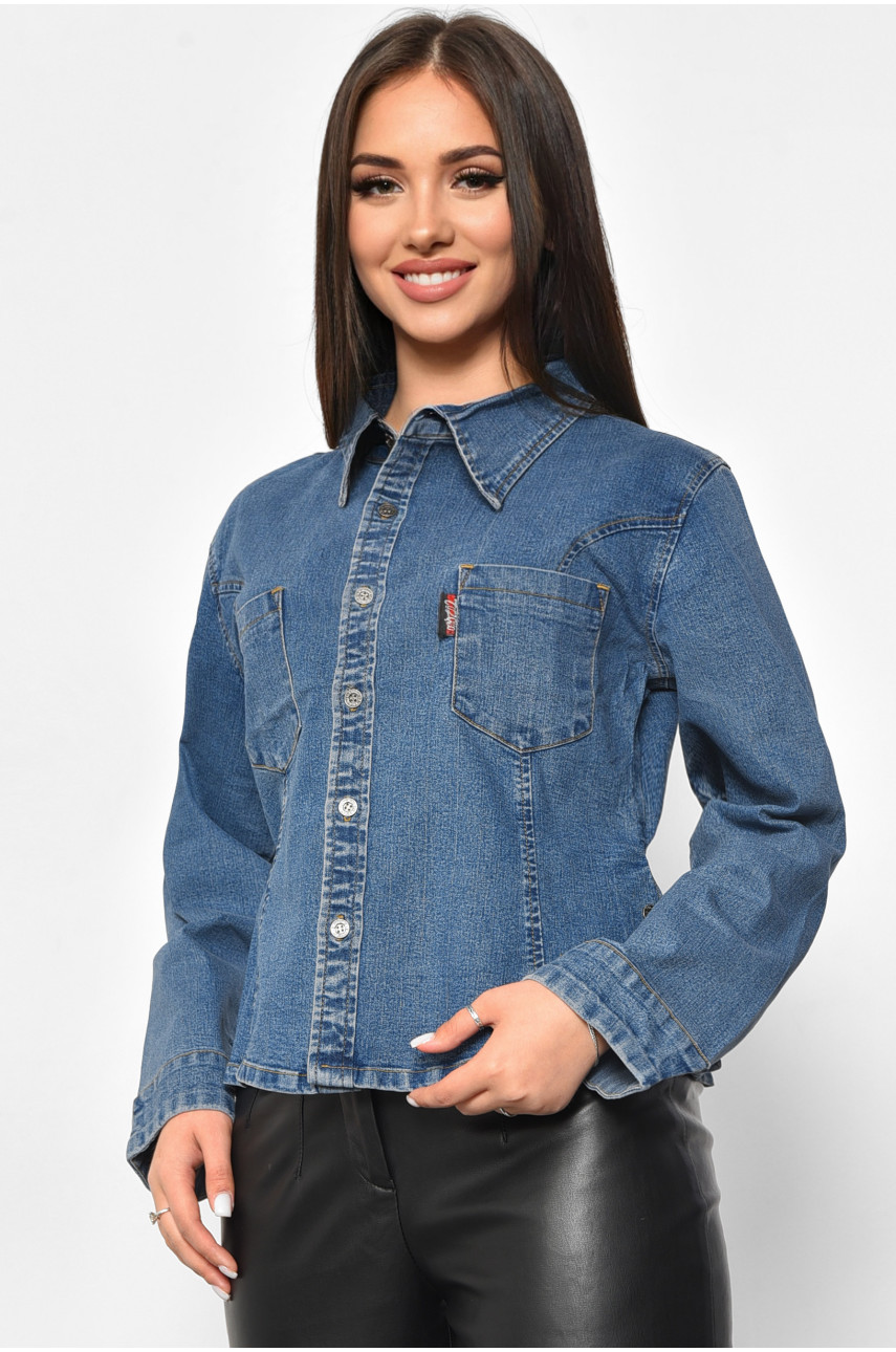 Рубашка женская джинсовая синего цвета Т3036 175113
