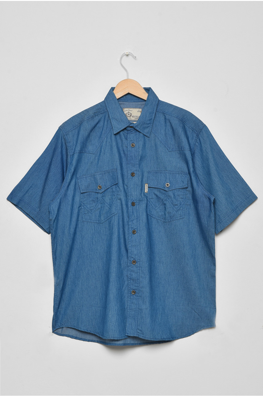 Сорочка чоловіча батальна джинсова синього кольору K138 175174