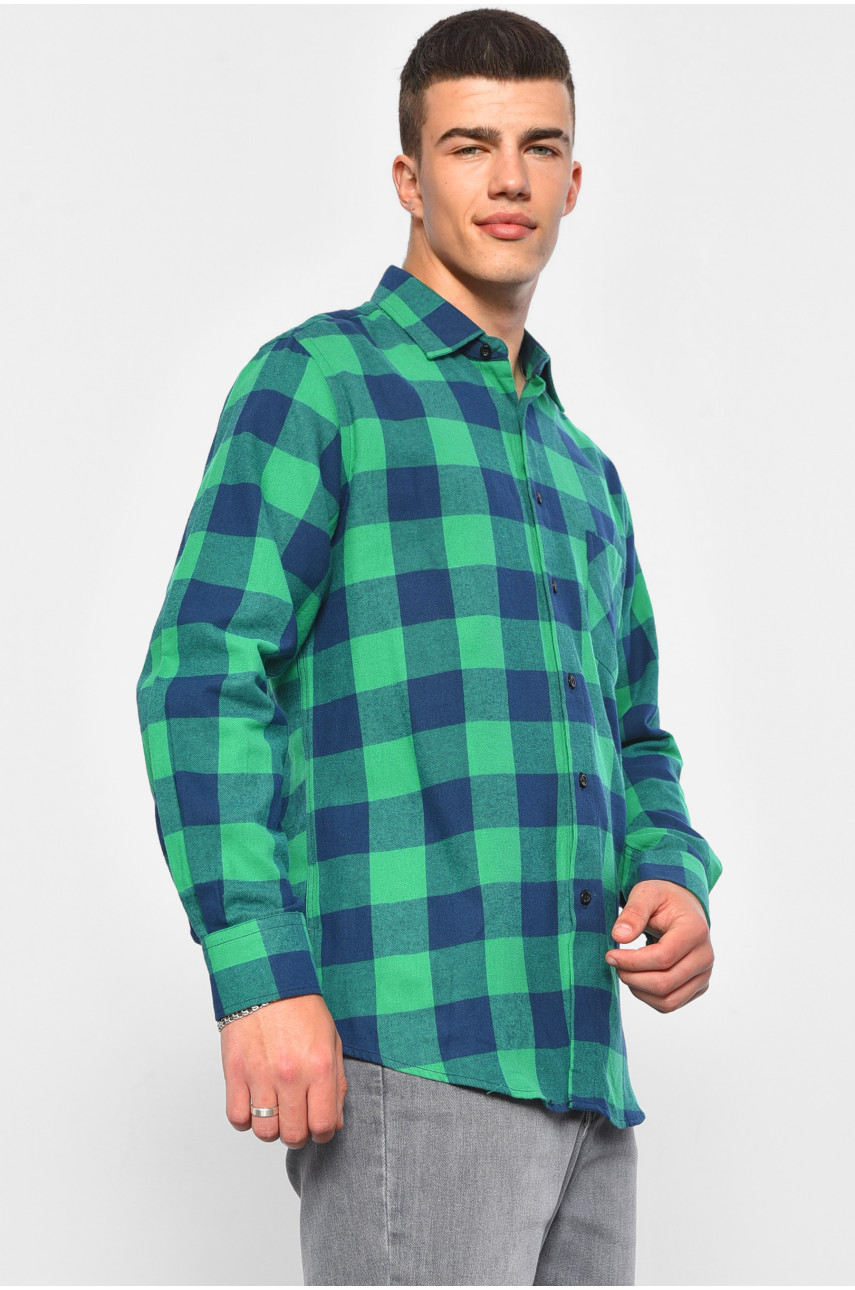 Рубашка мужская зеленого цвета в клетку 08 175199