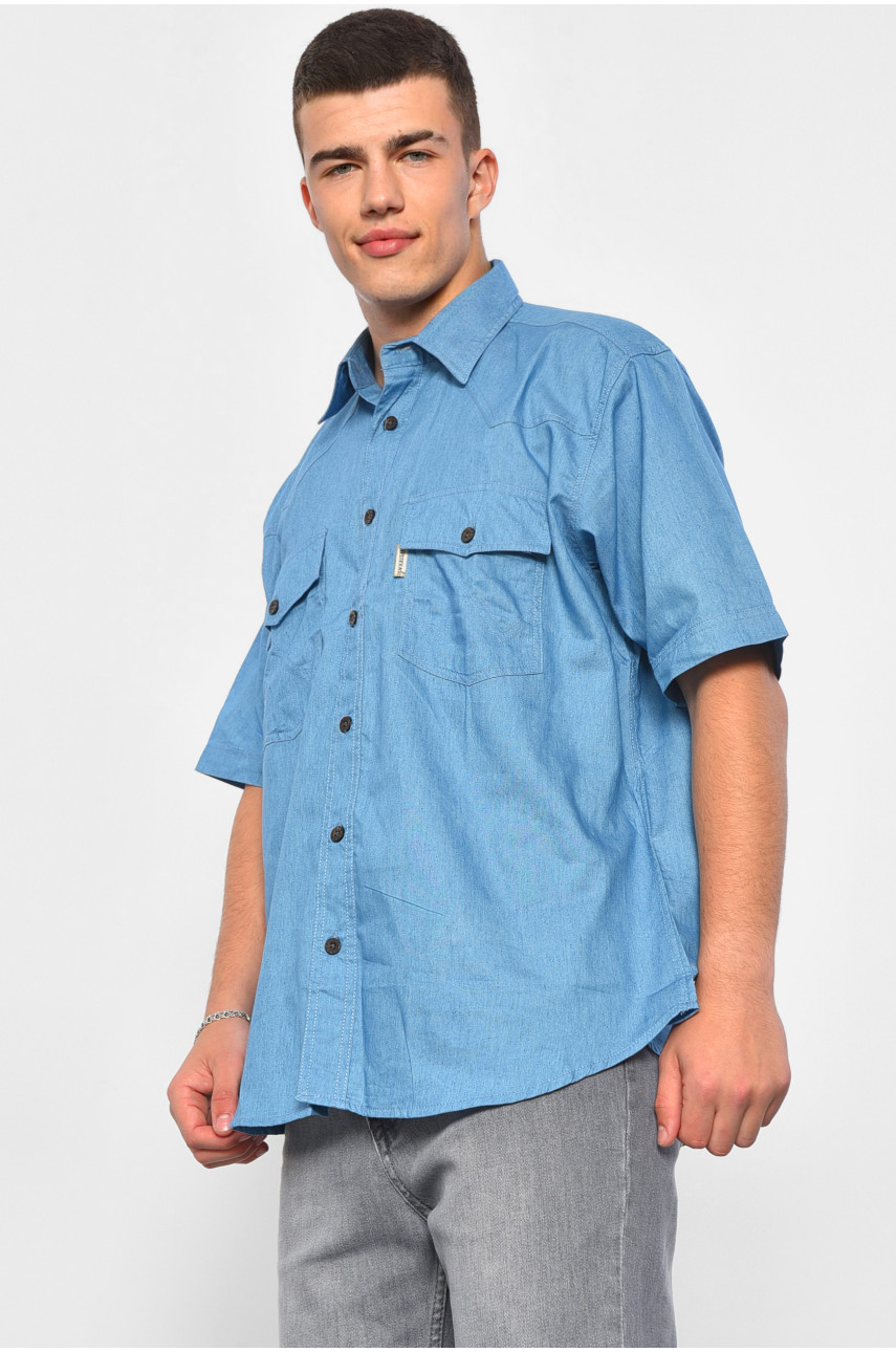 Сорочка чоловіча батальна джинсова блакитного кольору K138А 175201