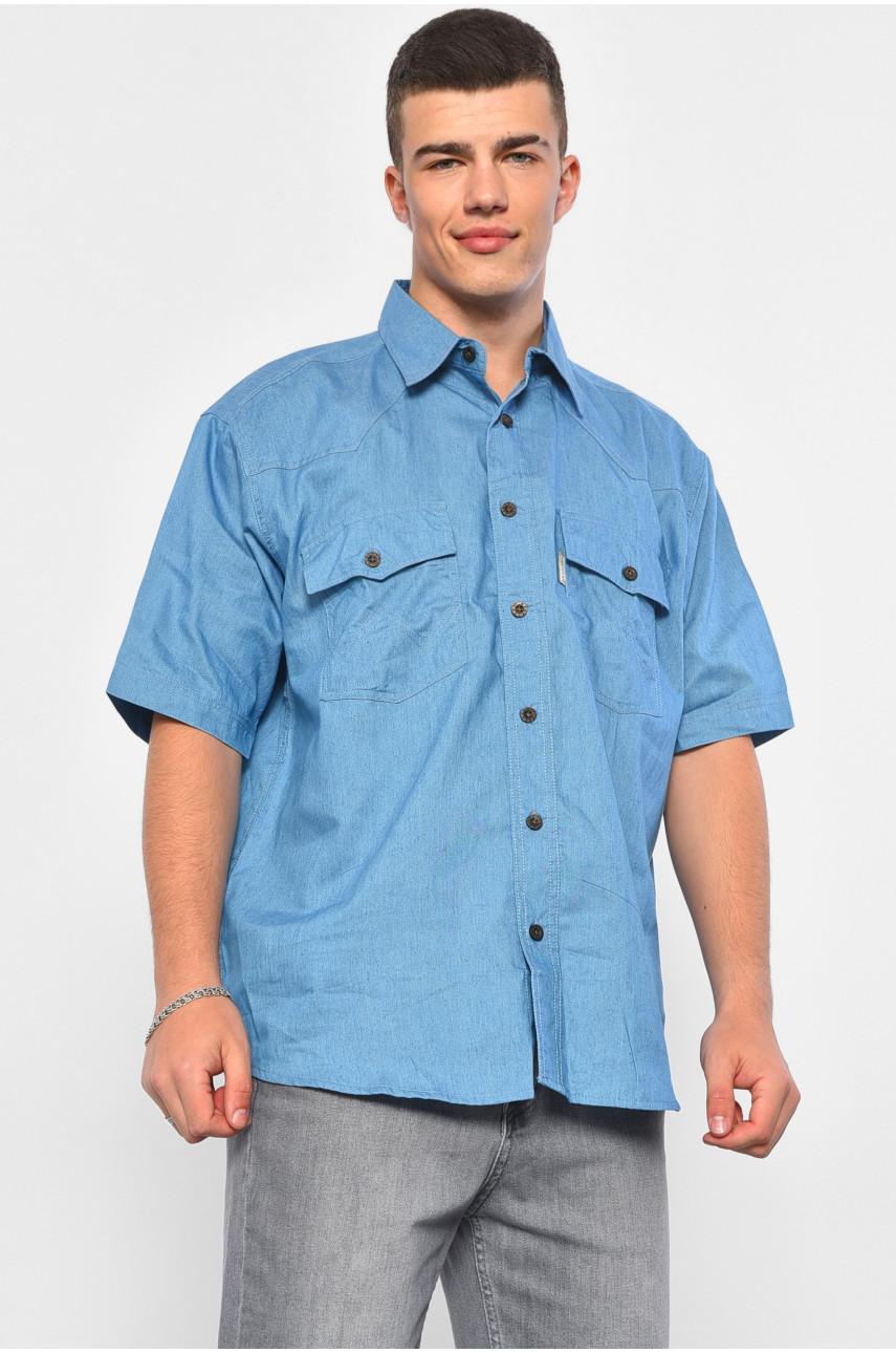 Рубашка мужская батальная джинсовая голубого цвета K138А 175201