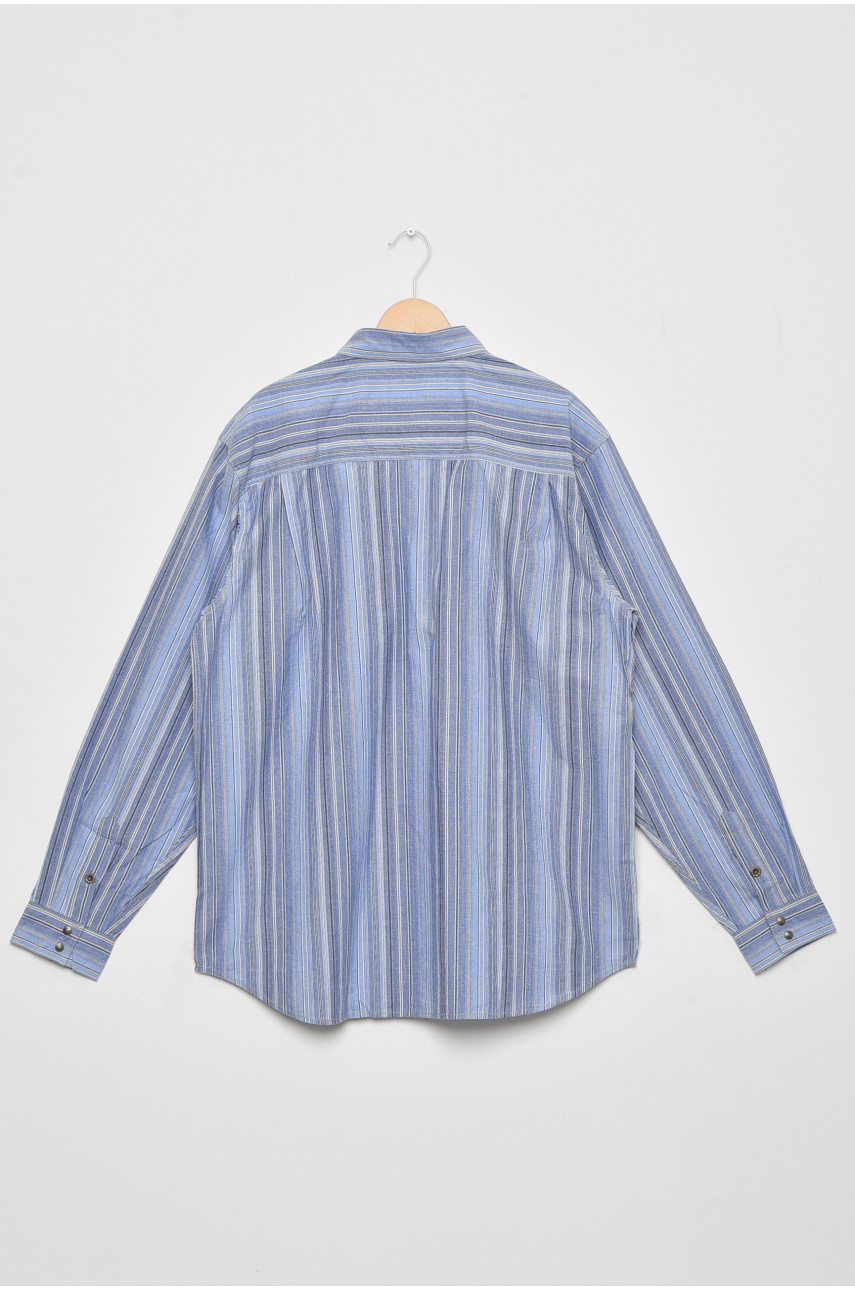 Рубашка мужская батальная голубого цвета в полоску 2800 175309