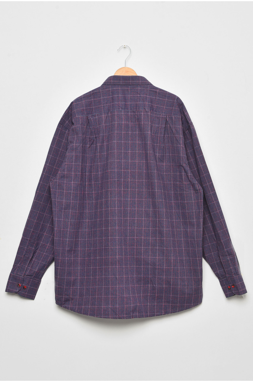 Рубашка мужская батальная фиолетового цвета в клеточку 175364