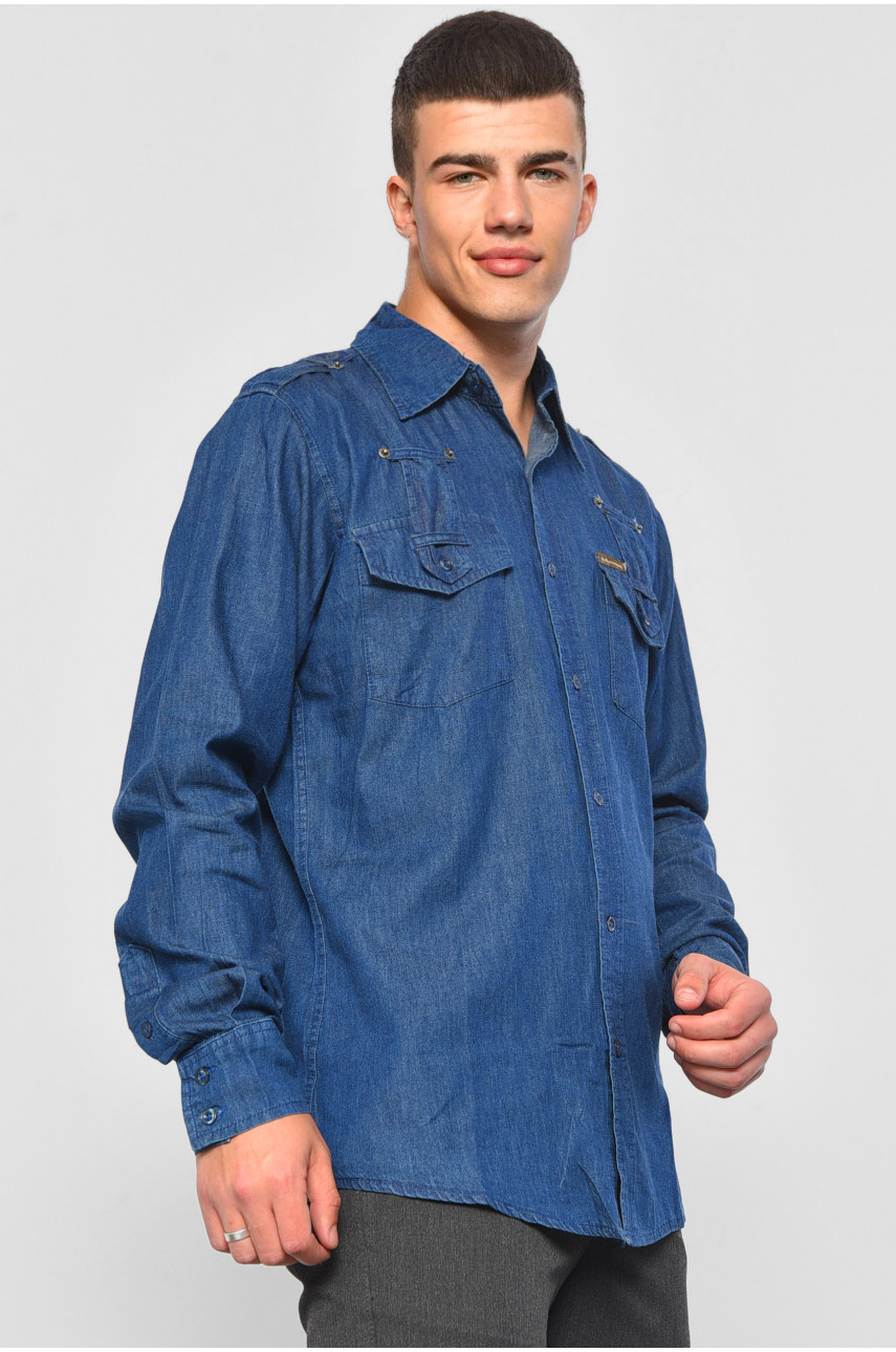 Сорочка чоловіча джинсова синього кольору 38126 175424